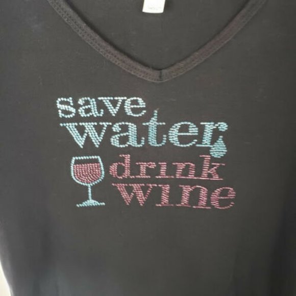Chris's Stuff Women's Save Water Drink Wine Top - Picture 2 of 6
